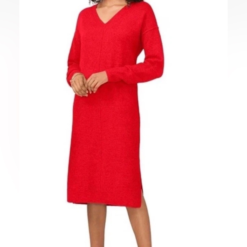 Women XL Red Vince Camuto Sweaterdress VNeck Holiday Party Comfy Stylish NWT